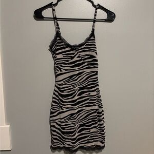 Zebra Print Spaghetti Strap Dress